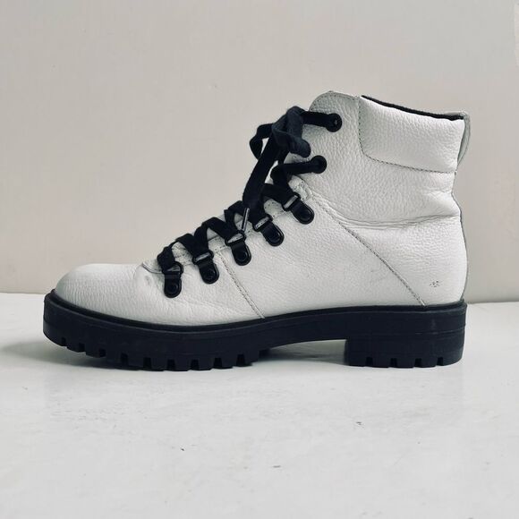 💠 Cougar Nash Leather Lug Sole Combat Lace Up White Boot Size EU 40 US 9 - Picture 3 of 13
